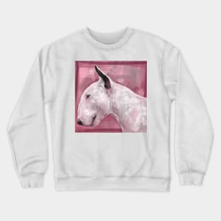 Artistic Painting of a Bull Terrier on Pink Background Crewneck Sweatshirt